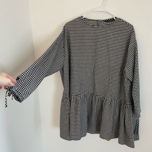 GINGHAM FLANNEL OVERSIZED MINI DRESS TUNIC WITH SLEEVES